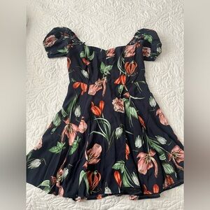 Astr Black Floral Dress with Puff Sleeves